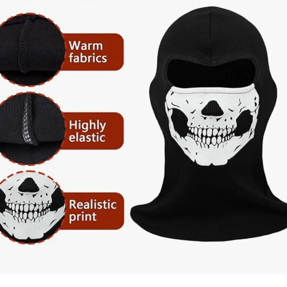 Halloween Skull Balaclava Tactical Hood Mask – Ghost Skeleton Anti-UV Scarf